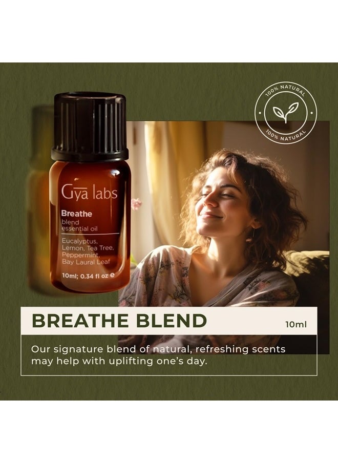 gya labs Breathe Essential Oil Blends - Natural Breathe Easy Essential Oils from Eucalyptus, Peppermint Oil and More for Humidifier Cleaner (0.34 fl oz)  - Image 2