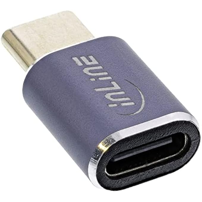 INLINE ® USB4 ADAPTER, USB TYPE-C MALE/FEMALE, ALUMINIUM, GREY - Image 1