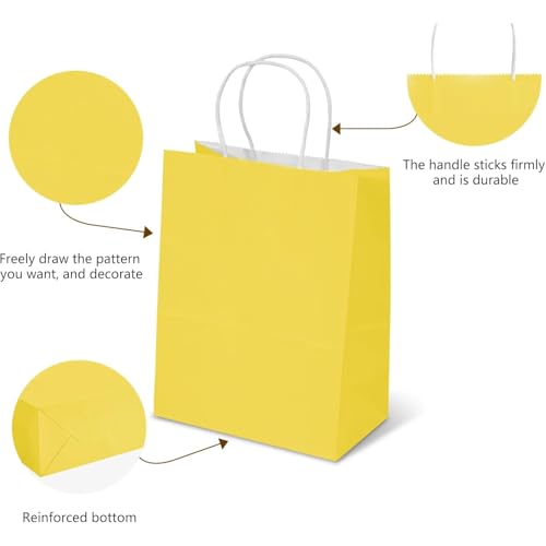 Aakriti Gift Bag Kraft Paper Bags With Handle For Birthdays, Weddings, and Parties Colorful, Durable, and Stylish Gift Packaging Bags, Perfect For Special Events 10 X 8 X 3 Inch (Yellow, 10) - Image 4