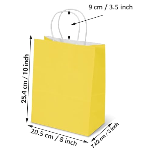 Aakriti Gift Bag Kraft Paper Bags With Handle For Birthdays, Weddings, and Parties Colorful, Durable, and Stylish Gift Packaging Bags, Perfect For Special Events 10 X 8 X 3 Inch (Yellow, 10) - Image 2