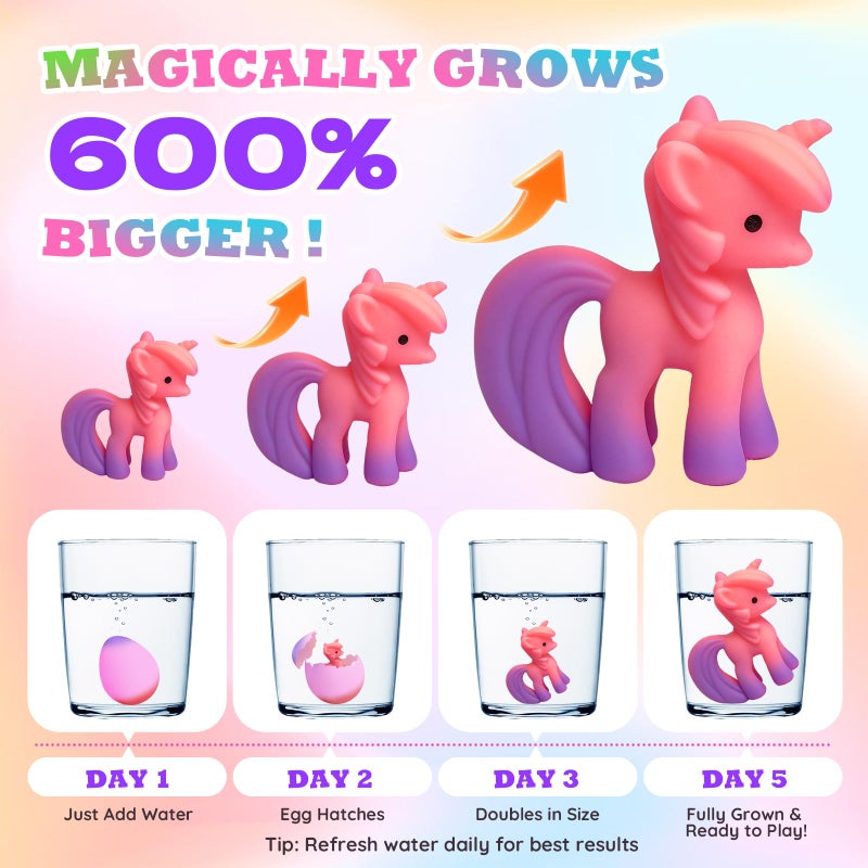 VICHTOP Unicorn Hatching Surprise Eggs for Kids - 6 Pack Easter Basket Stuffers, Easter Egg Toddler Birthday Gifts for Boys & Girls Age 3 4 5 6 7 8 Years Old - Image 3