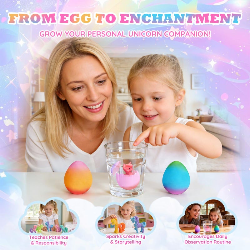 VICHTOP Unicorn Hatching Surprise Eggs for Kids - 6 Pack Easter Basket Stuffers, Easter Egg Toddler Birthday Gifts for Boys & Girls Age 3 4 5 6 7 8 Years Old - Image 5