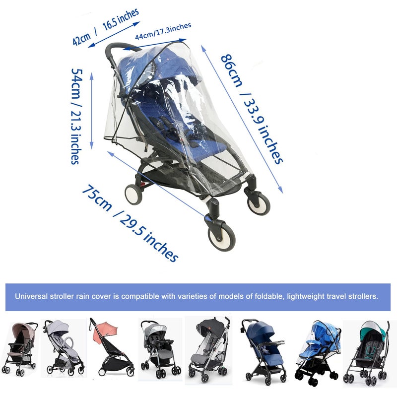 LLUFO Stroller Rain Cover Universal Stroller Cover for Toddler Umbrella Stroller,Compact Travel Stroller,LLUFO Waterproof Snow Wind Weather Shield,Food Grade EVA No Odor - Image 3