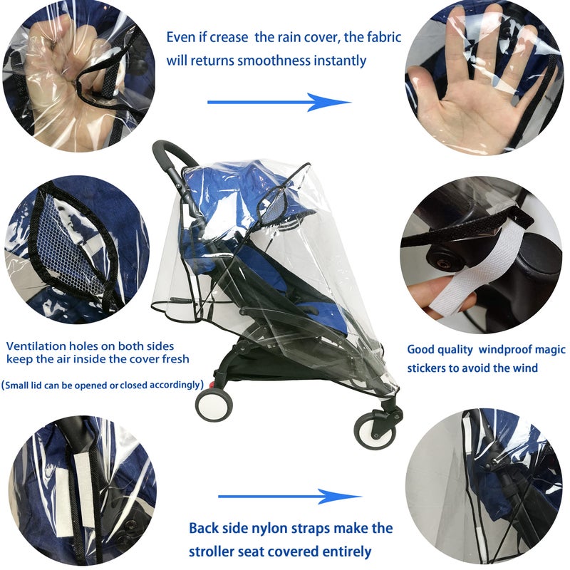 LLUFO Stroller Rain Cover Universal Stroller Cover for Toddler Umbrella Stroller,Compact Travel Stroller,LLUFO Waterproof Snow Wind Weather Shield,Food Grade EVA No Odor - Image 2