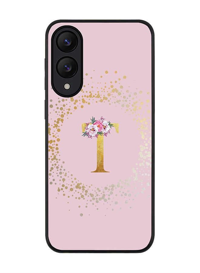 Stylizedd For Samsung Galaxy S25 Edge Case,Slim fit Camera Protection, Shockproof Thin Phone cover  - Custom Monogram Floral - T  (Pink )
