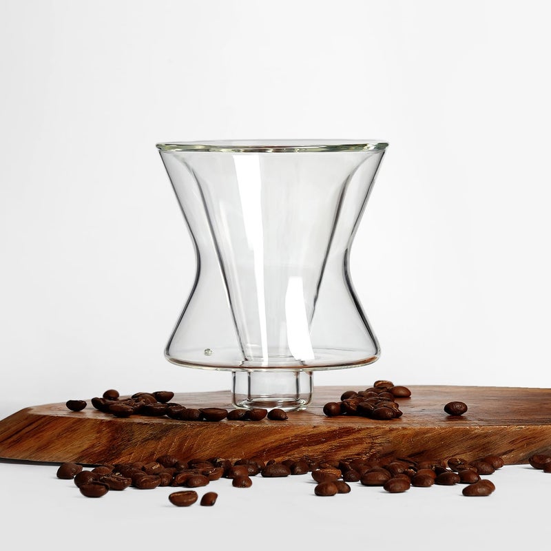 POUR DEMITASSE Pour Demitasse The Cyclone Double Walled Glass Coffee Dripper Pour Over Coffee Maker Drip Coffee Funnel Cut for Use with Conical Filter Papers Slow Manual Brew Strong Smooth Flavour - Image 1
