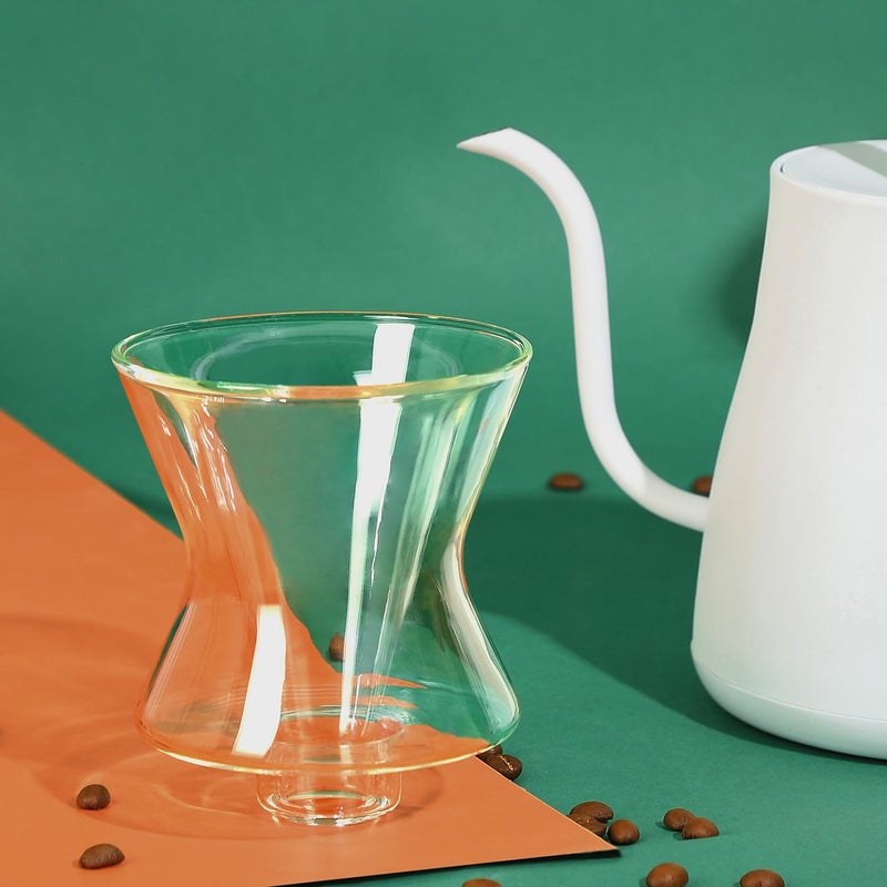 POUR DEMITASSE Pour Demitasse The Cyclone Double Walled Glass Coffee Dripper Pour Over Coffee Maker Drip Coffee Funnel Cut for Use with Conical Filter Papers Slow Manual Brew Strong Smooth Flavour - Image 3