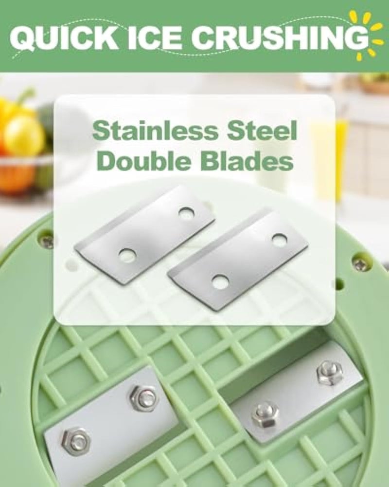 بريتزكر آلة تقطيع الثلج اليدوية، آلة صنع كونات الثلج، آلة صنع الثلج المبشور للاستخدام المنزلي، مطحنة ثلج بشفرتين من الفولاذ المقاوم للصدأ، مقطع ثلج يدوي بمحرك يدوي، آلة صنع المشروبات الباردة، مطحنة ثلج - Image 5