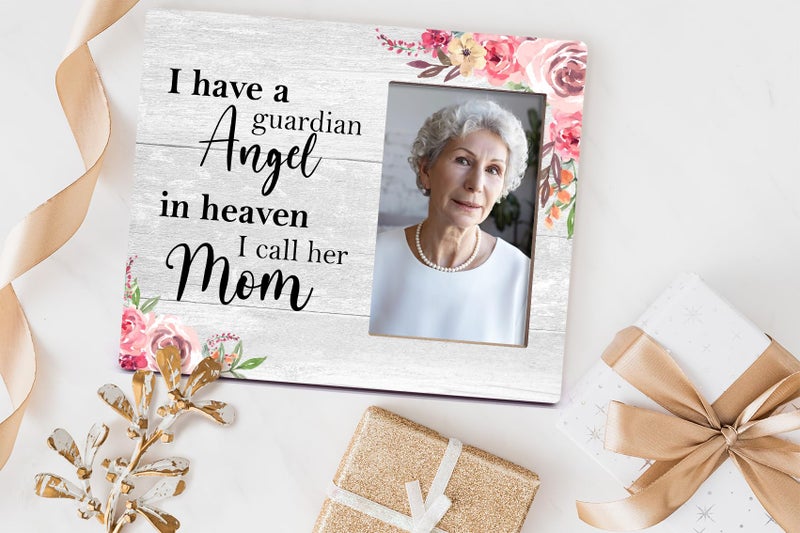 Orchroma I Have a Guardian Angel in Heaven I Call Her Mom Memorial Picture Frame - Sympathy Gifts Bereavement Gifts for Loss of Mom In Memory Of Mom Photo Frame Gift Father Condolences Remembrance Gift 8x10 in - Image 2