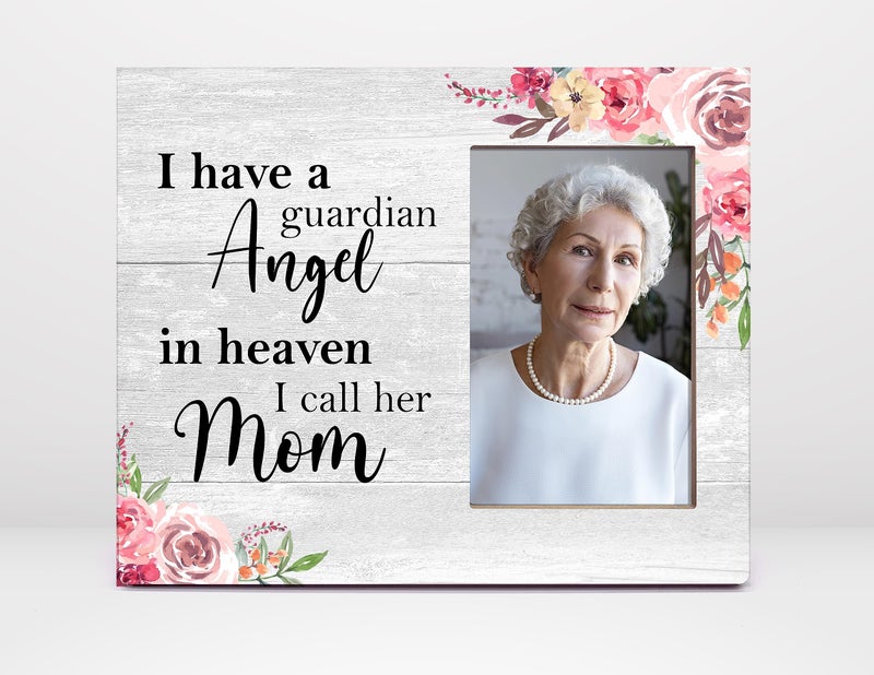 Orchroma I Have a Guardian Angel in Heaven I Call Her Mom Memorial Picture Frame - Sympathy Gifts Bereavement Gifts for Loss of Mom In Memory Of Mom Photo Frame Gift Father Condolences Remembrance Gift 8x10 in - Image 1