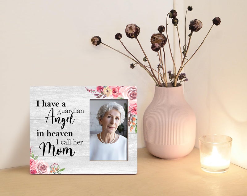 Orchroma I Have a Guardian Angel in Heaven I Call Her Mom Memorial Picture Frame - Sympathy Gifts Bereavement Gifts for Loss of Mom In Memory Of Mom Photo Frame Gift Father Condolences Remembrance Gift 8x10 in - Image 3