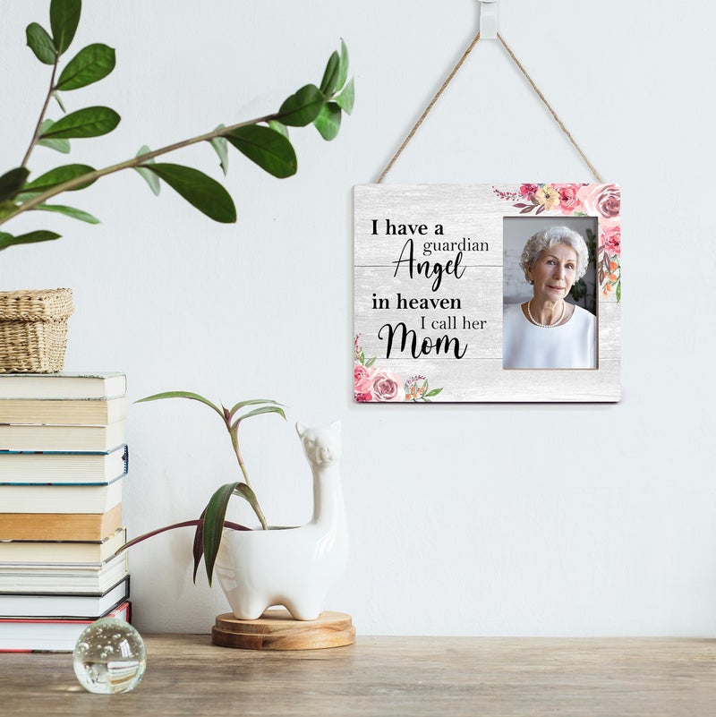 Orchroma I Have a Guardian Angel in Heaven I Call Her Mom Memorial Picture Frame - Sympathy Gifts Bereavement Gifts for Loss of Mom In Memory Of Mom Photo Frame Gift Father Condolences Remembrance Gift 8x10 in - Image 4