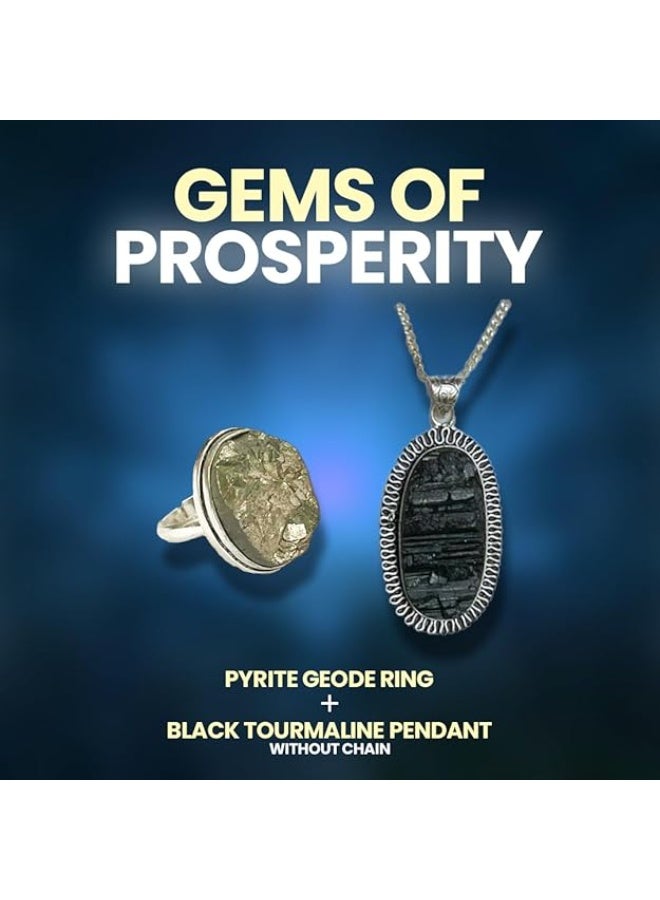 Studd Muffyn ~ Gems Of Prosperity (Pyrite Geode adjustable ring & Black Tourmaline Pendant) - Image 4