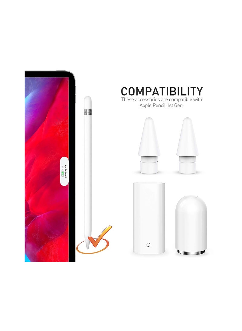 Captaintech for Ipencil Magnetic Cap Plus Adapter and Tips Replacement Accessories Set for Apple Pencil 1st Generation, Accurate Docking Not Easy to Loose for Apple Pencil Steadly (Cap+Tips+Adapter) - Image 2