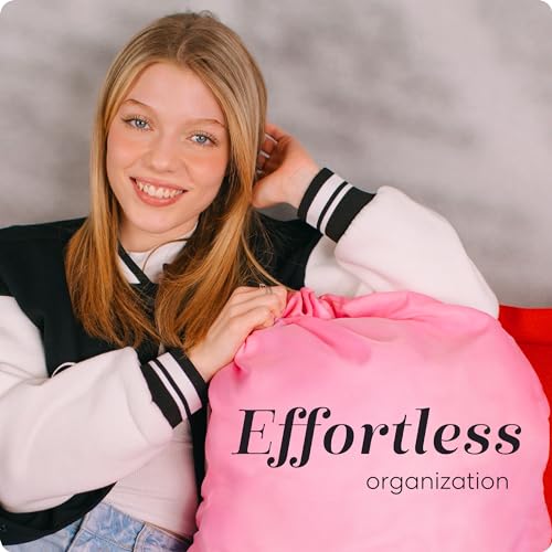 Handy Laundry Nylon Laundry Bag - Locking Drawstring Closure and Machine Washable. These Large Bags will Fit a Laundry Basket or Hamper and Strong Enough to Carry up to Three Loads of Clothes. (Pink), 22" x 32" - Image 3