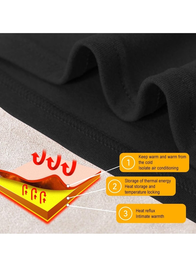 ياكيتر طقم ملابس داخلية حرارية للرجال، قماش مخملي ناعم سميك ودافئ، طبقة داخلية عالية الجودة لفصل الشتاء للارتداء اليومي والأنشطة الخارجية (أسود) - Image 4