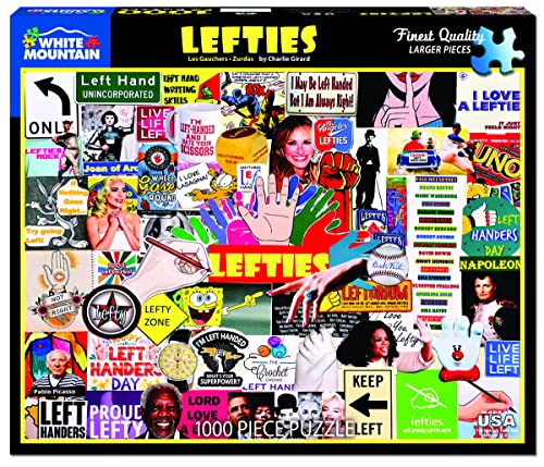 White Mountain 1000 Piece Jigsaw Puzzle Left Hand Collage Gift Puzzles with Large Pieces for Adults and Family 24x30 Lefties - Image 5