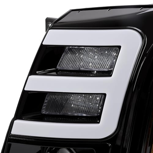 HECASA Headlight Compatible with 2007-2014 Cadillac Escalade w/LED Tube Day Running Light LED Projector - Image 5