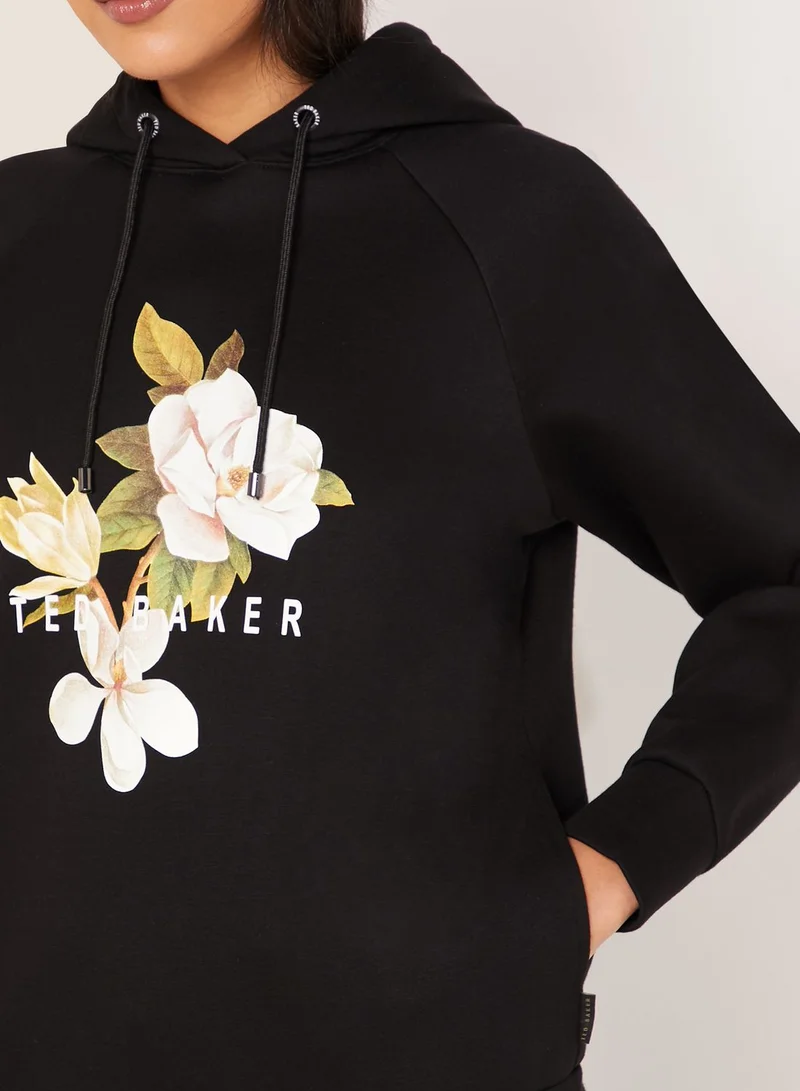 Ted Baker Leniai Floral Print Logo Hoodie