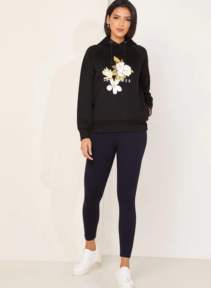 Ted Baker Leniai Floral Print Logo Hoodie