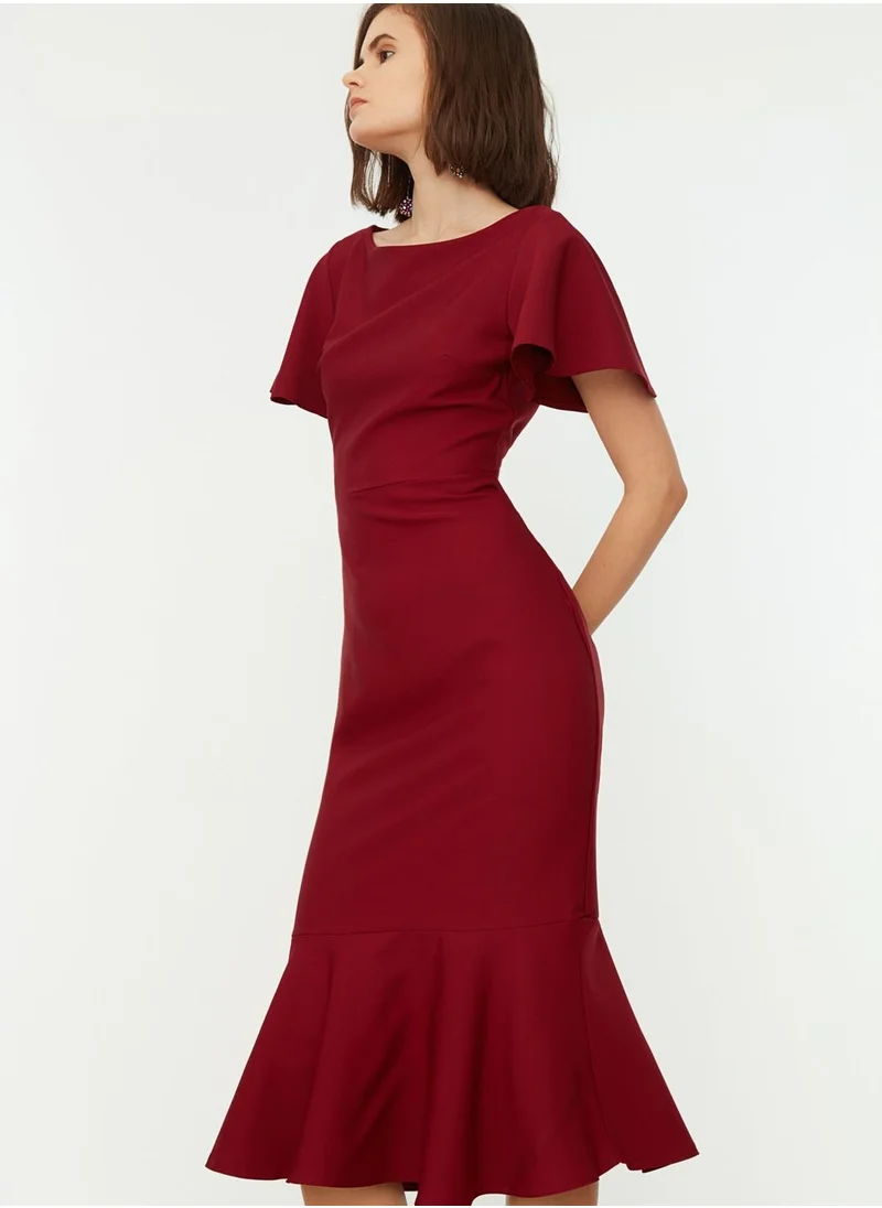 trendyol Flute Sleeve Ruffle Hem Dress