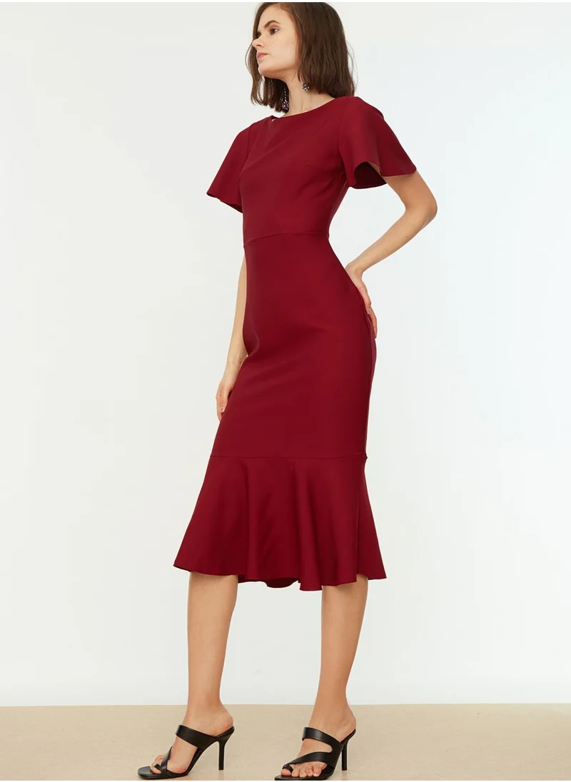 trendyol Flute Sleeve Ruffle Hem Dress