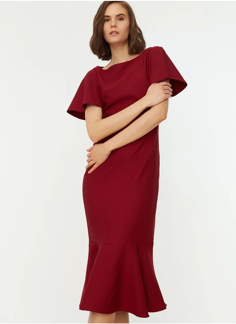 trendyol Flute Sleeve Ruffle Hem Dress
