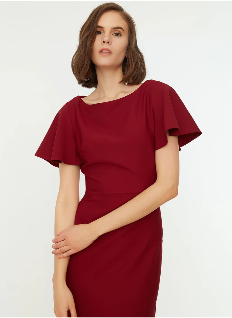 trendyol Flute Sleeve Ruffle Hem Dress