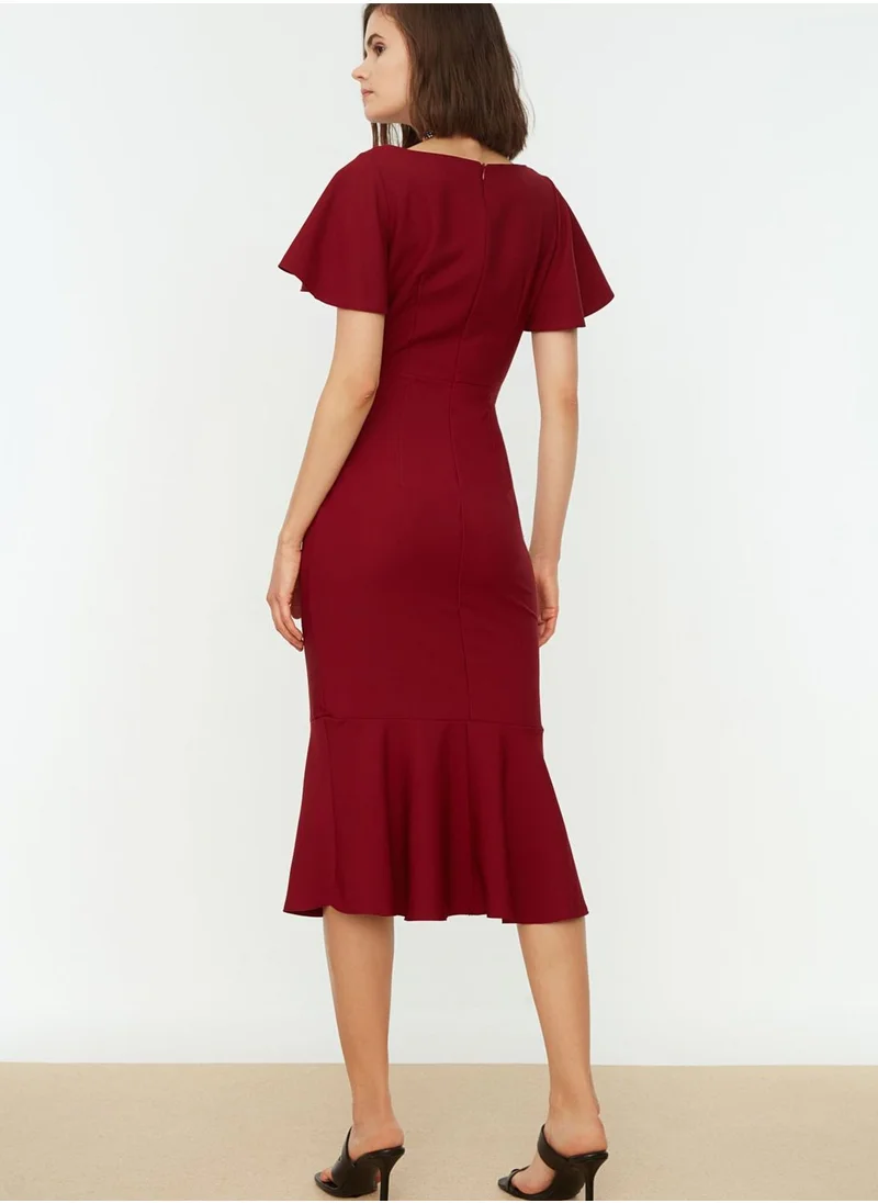 trendyol Flute Sleeve Ruffle Hem Dress