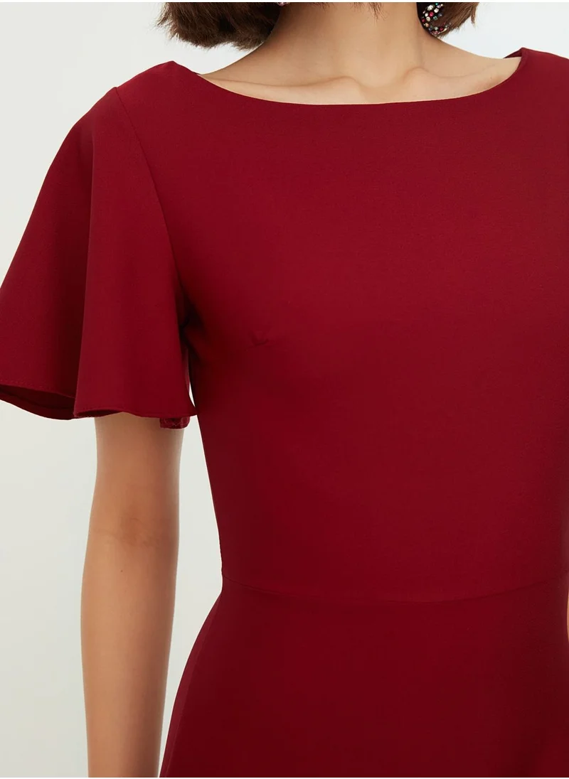 trendyol Flute Sleeve Ruffle Hem Dress