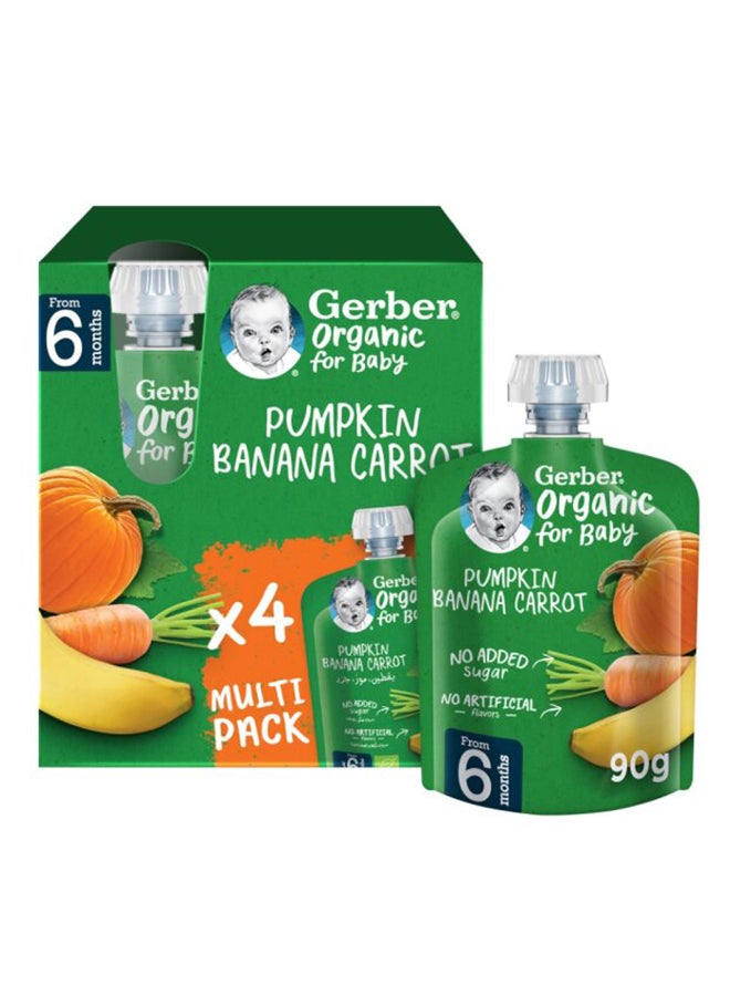 Gerber Organic Pumpkin, Banana And Carrot Puree 4 x 90g - Image 1
