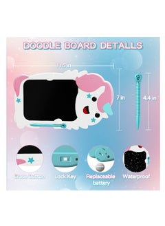 Generic Unicorn Lcd Writing Tablet for Kids, 8.5 Inch Colorful Doodle Drawing Pad Reusable Electronic Light Board Educational Learning Toys for Children Students Girls Boys  - Image 2