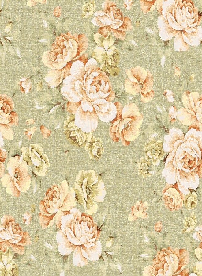 Wallercity Pink Floral Peel and Stick Wallpaper Pink/Green Roses Flower Contact Paper for Bedroom Kitchen Backsplash Self Adhesive Vinyl Floral Contact Paper for Decorative Home Walls 17.5''x315'' - Image 1