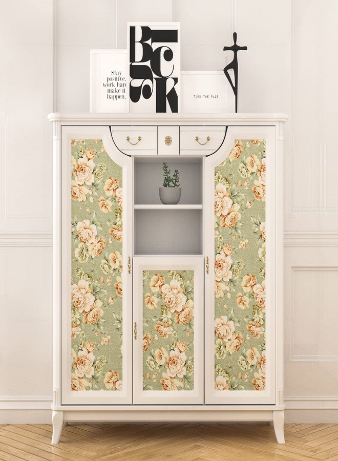 Wallercity Pink Floral Peel and Stick Wallpaper Pink/Green Roses Flower Contact Paper for Bedroom Kitchen Backsplash Self Adhesive Vinyl Floral Contact Paper for Decorative Home Walls 17.5''x315'' - Image 5