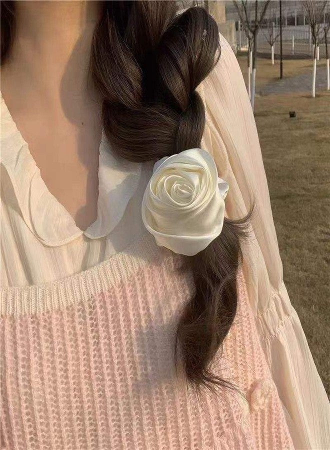 Shivashay 1 Pcs Off White Rose Hair Rope Korean Fashion Hair Bands Accessories for Women & Girls | Korean Touch Hair Band | Rose Hair Accessories (Pack of 1) - Image 3