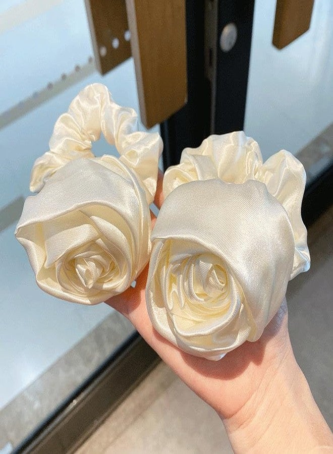 Shivashay 1 Pcs Off White Rose Hair Rope Korean Fashion Hair Bands Accessories for Women & Girls | Korean Touch Hair Band | Rose Hair Accessories (Pack of 1) - Image 4