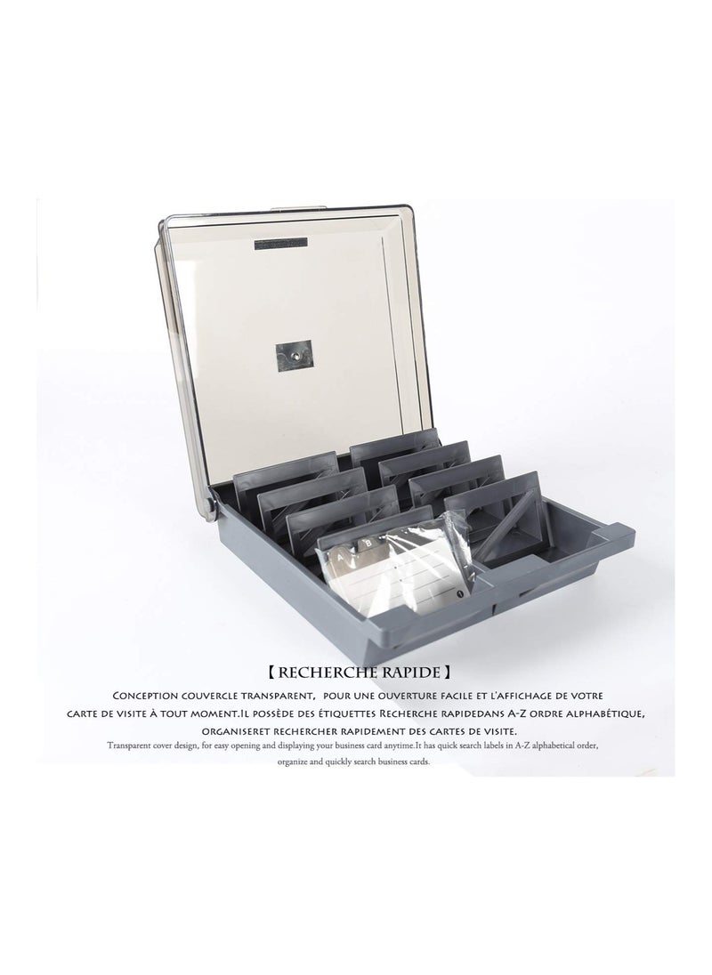 SYOSI - 1000 Capacity Card Holder Business Card Storage Box, Desktop Card Organizer Card Box with Dividers Business Card Holder with Index Tabs Networking Card Organizer for 1000 Cards Storage - Image 1