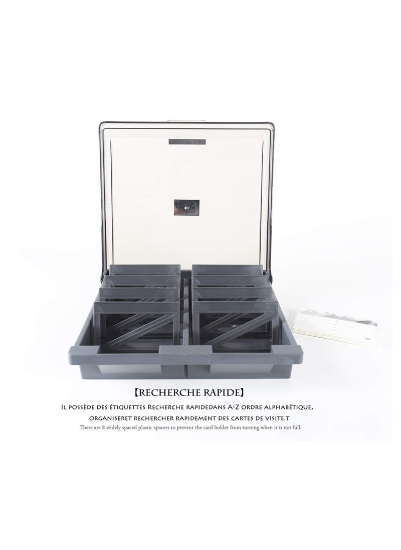 SYOSI - 1000 Capacity Card Holder Business Card Storage Box, Desktop Card Organizer Card Box with Dividers Business Card Holder with Index Tabs Networking Card Organizer for 1000 Cards Storage - Image 1
