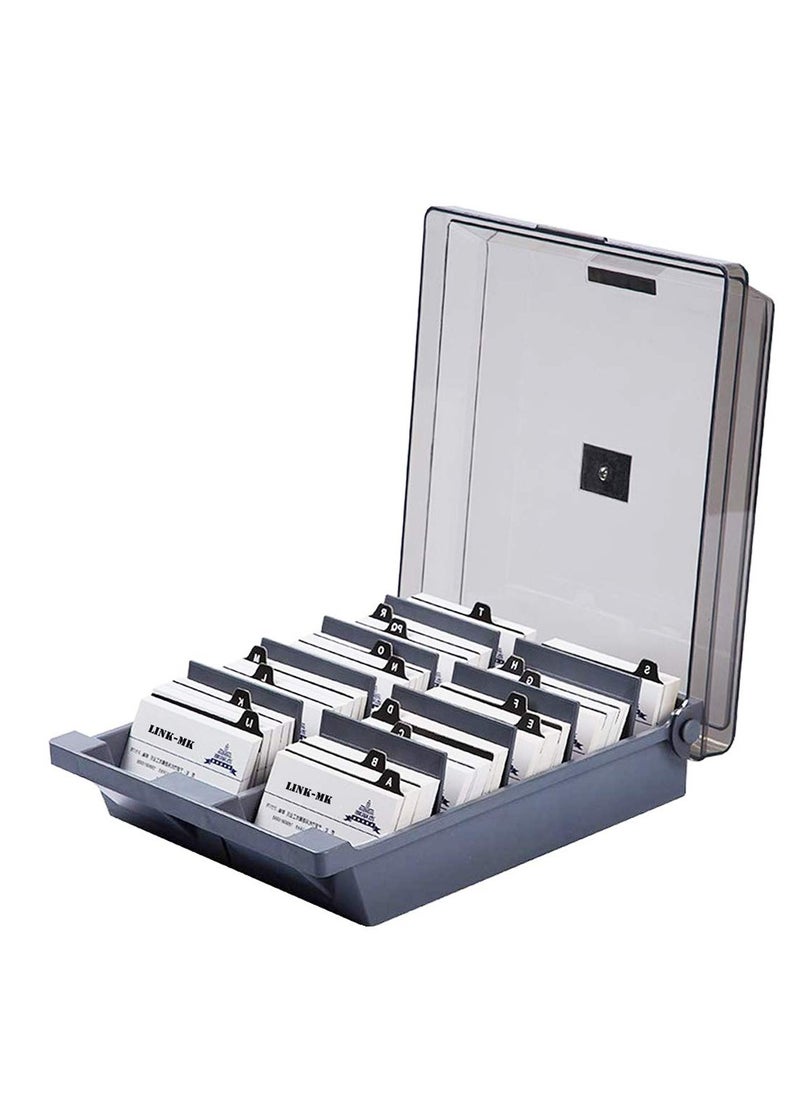 SYOSI - 1000 Capacity Card Holder Business Card Storage Box, Desktop Card Organizer Card Box with Dividers Business Card Holder with Index Tabs Networking Card Organizer for 1000 Cards Storage - Image 1