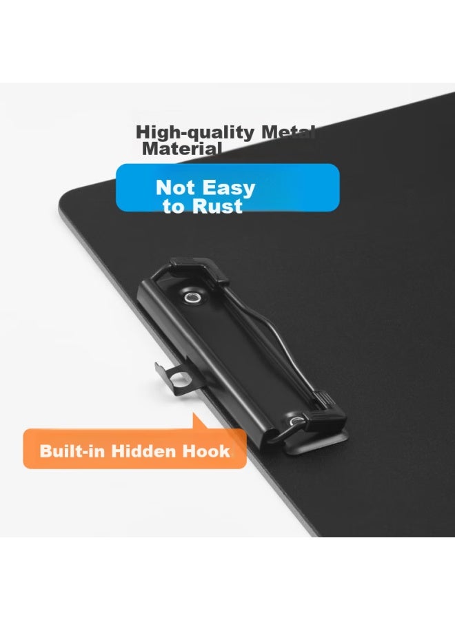 Dsb A4 Clipboard, File Folder, Writing Board, Office Supplies, Metal Clip, Writing Pad, Thickened Hard Board, Black, 1 Piece, 7612 - Image 3
