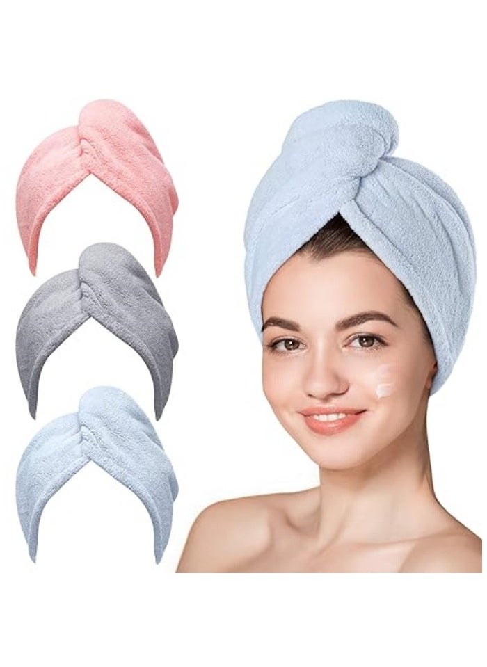 Generic Microfiber Hair Towel, 3 Packs Hair Turbans for Wet Hair, Drying Hair Wrap Towels for Curly Hair Women Anti Frizz  - Image 1