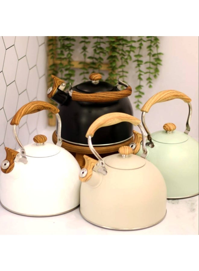 Water dispenser with wooden handle and whistle – 3 liter capacity for fast heating and stylish design for everyday use. AR - Image 2