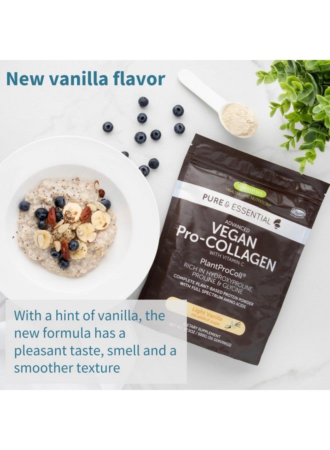 Advanced Vegan Vanilla Collagen Peptide Powder, Enhanced with Glycine, Proline & Hydroxyproline & Cofactor Vitamin C, Non GMO, Vegetarian Plant Based Collagen Powder Booster, 35 Servings, by Igennus