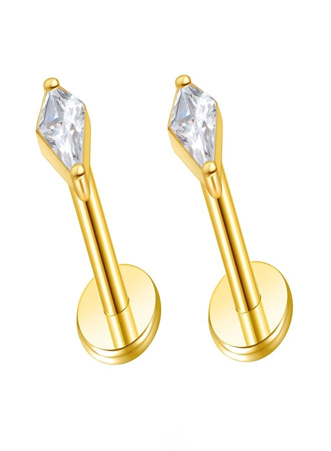 ENONTY G23 Titanium 16g 18g 20g Flat Back Studs Earrings | F136 Implant Grade Titanium Press Fit Threadless Push in Labret Cartilage Helix Lip Monroe Tragus Conch Piercing Jewelry (16g 8mm) - Image 1