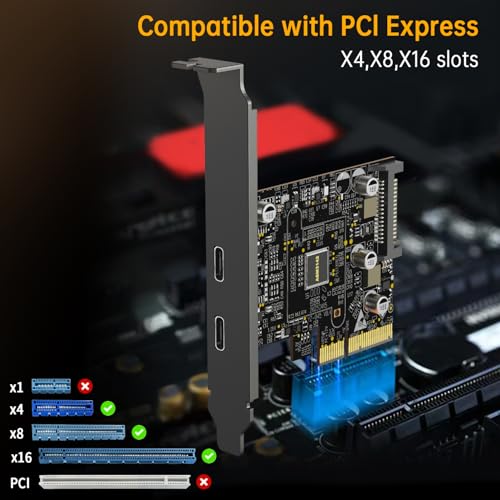 LDLrui 10Gbps PCIE USB C 3.2 Gen 2 Card, 2-Port PCle to USB C Expansion Card, PCI Express 3.0 x4 Adapter for Desktop PC, SSD Enclosures, Workstations, File Backup, Data only - Image 3