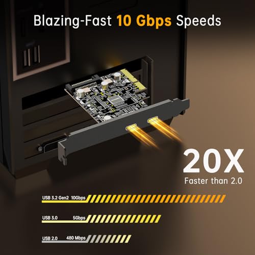 LDLrui 10Gbps PCIE USB C 3.2 Gen 2 Card, 2-Port PCle to USB C Expansion Card, PCI Express 3.0 x4 Adapter for Desktop PC, SSD Enclosures, Workstations, File Backup, Data only - Image 2
