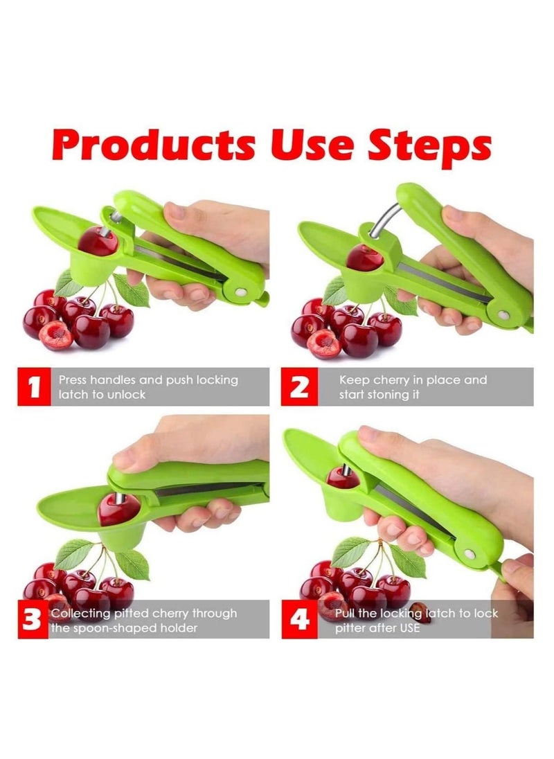 أداة Cherry Pitter ، أداة حفر الزيتون ، أداة أخذ قطع الكرز أو البذور لإزالة البذور المحمولة مع مقابض وتصميم قفل موفر للمساحة