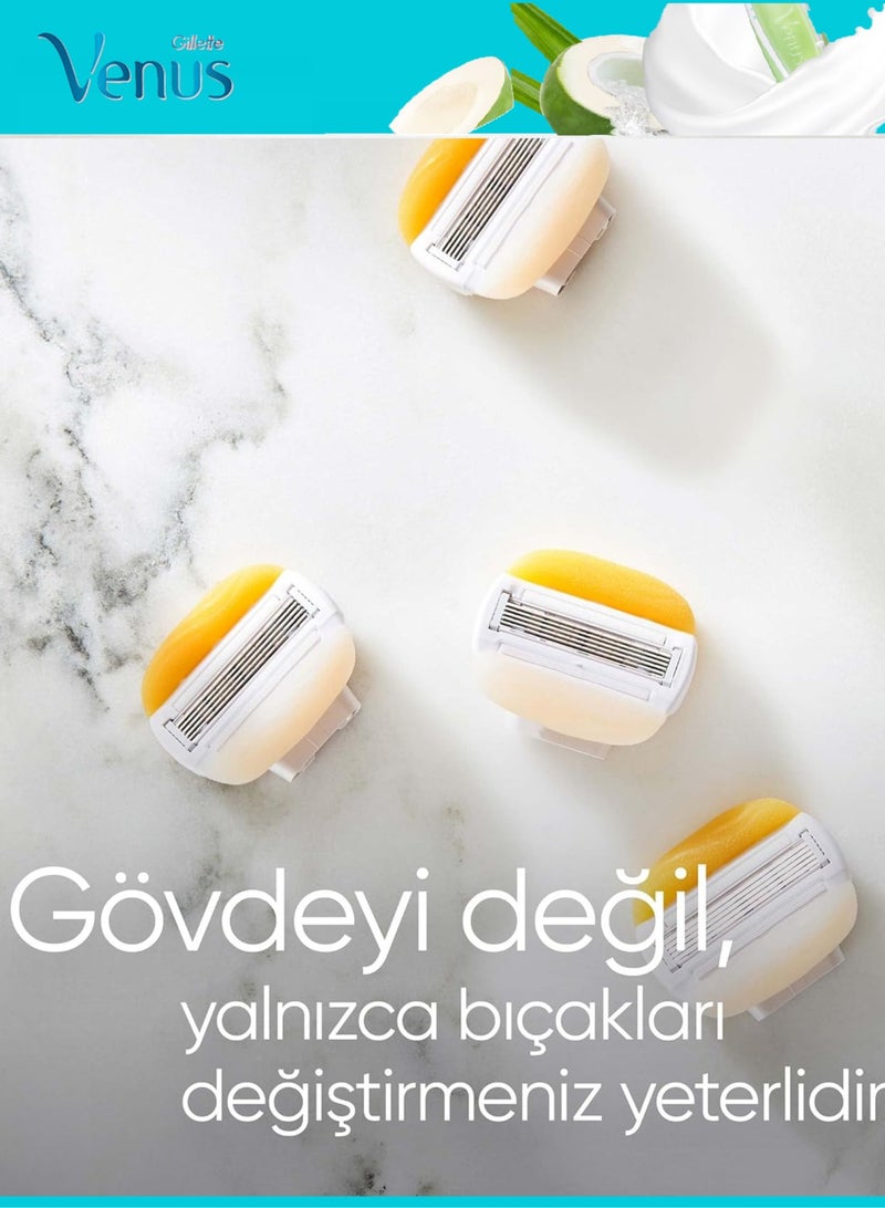 فينوس شفرات حلاقة فينوس كومفورت غلايد بلس أولاي كوكونت للنساء، عبوة من 3 قطع (قد تختلف العبوة) - Image 4