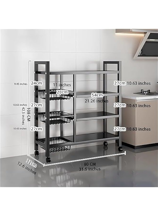 بيوينتي رف التخزين مع سلة الشبكة الغارقة ، وحدة الرف ذات القدرة الكبيرة ، رف معدني مستقل ، بسهولة تجميع رف التخزين لمطبخ المرآب ، القبو ، مخزن (4 طبقات أسود) - Image 2