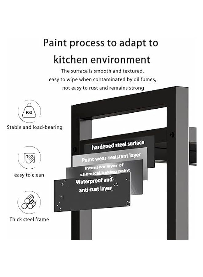 بيوينتي رف التخزين مع سلة الشبكة الغارقة ، وحدة الرف ذات القدرة الكبيرة ، رف معدني مستقل ، بسهولة تجميع رف التخزين لمطبخ المرآب ، القبو ، مخزن (4 طبقات أسود) - Image 3